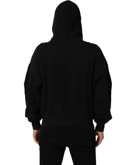 Black Cotton Milano1984 Print Hoodie Sweater
