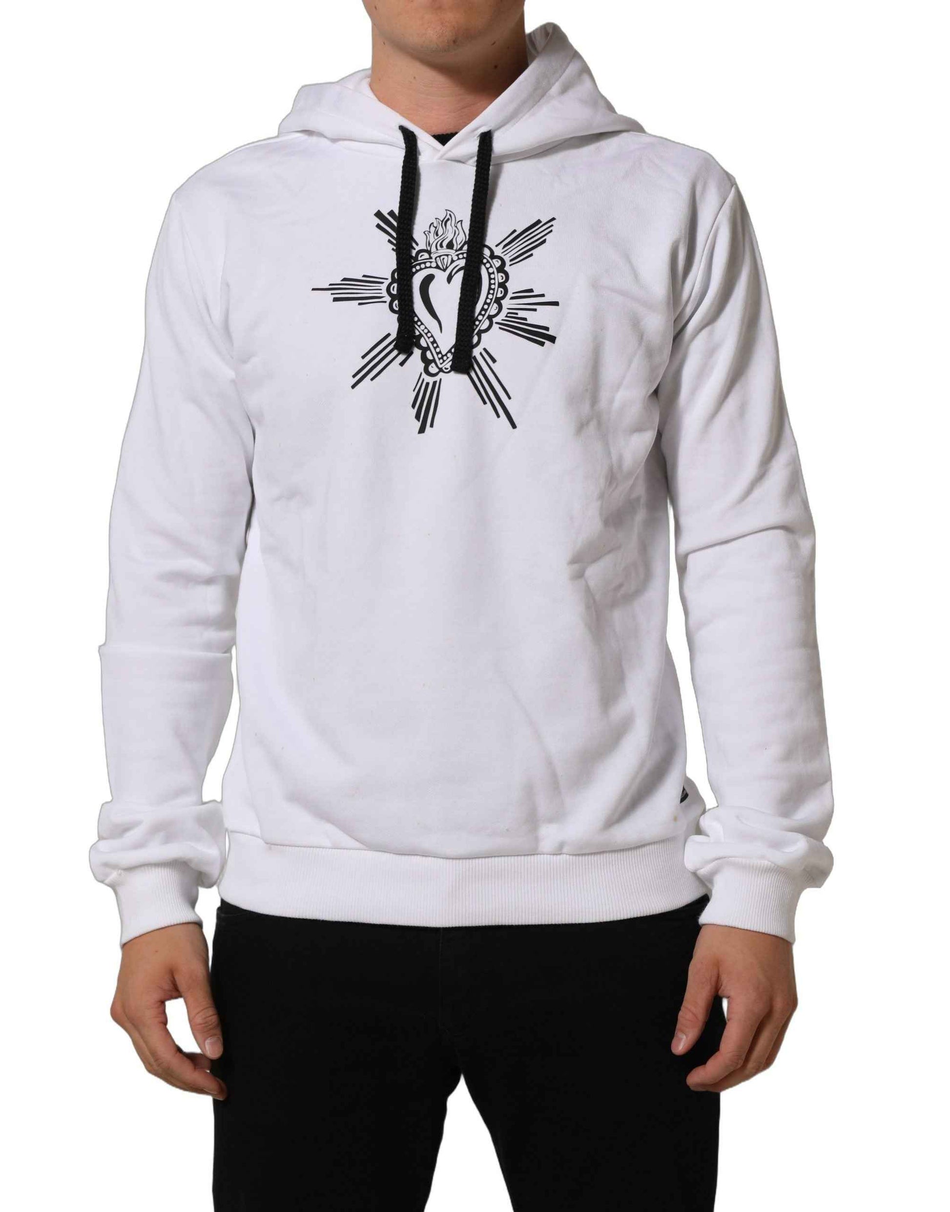 White Sacred Heart Hooded Sweatshirt Sweater