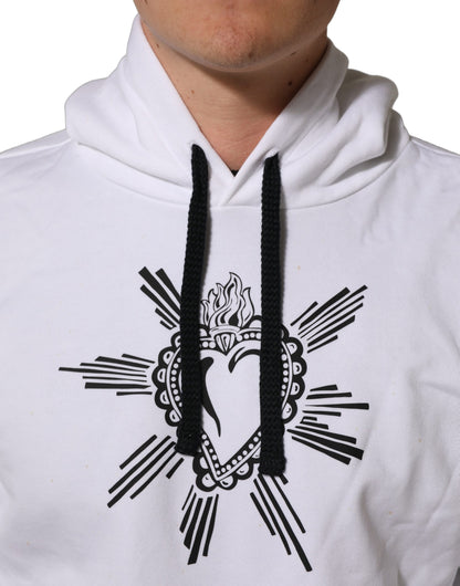 White Sacred Heart Hooded Sweatshirt Sweater
