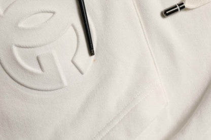 White Logo Hooded PulloverSweatshirt Sweater