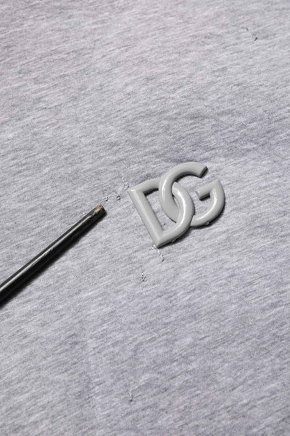 Gray Cotton Logo Hooded Sweatshirt Sweater