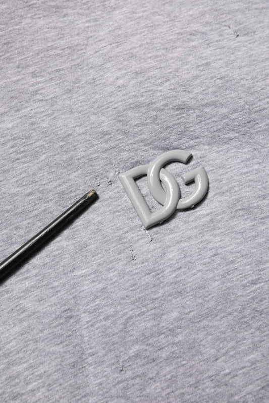Gray Cotton Logo Hooded Sweatshirt Sweater
