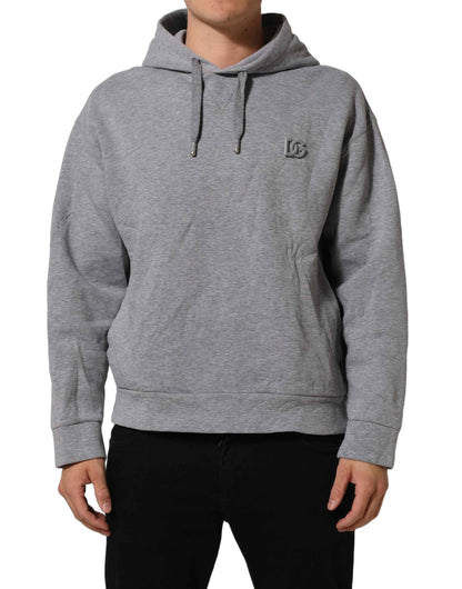 Gray Cotton Logo Hooded Sweatshirt Sweater