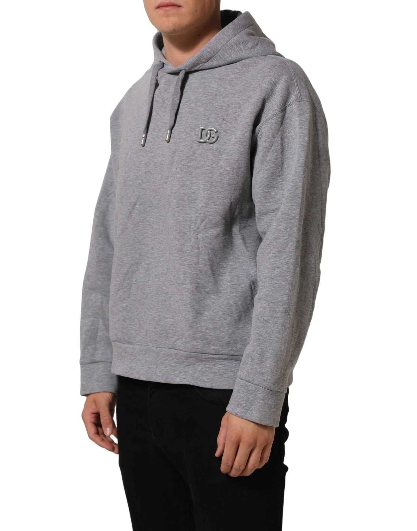 Gray Cotton Logo Hooded Sweatshirt Sweater