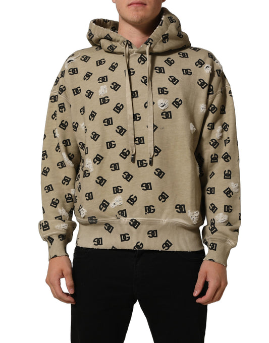 Brown Cotton Logo Hooded Sweatshirt Sweater
