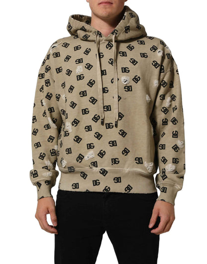 Brown Cotton Logo Hooded Sweatshirt Sweater
