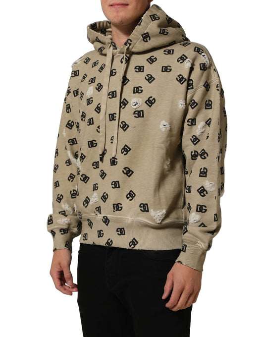 Brown Cotton Logo Hooded Sweatshirt Sweater
