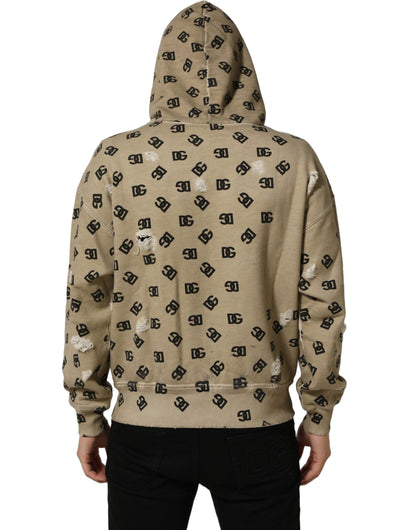 Brown Cotton Logo Hooded Sweatshirt Sweater