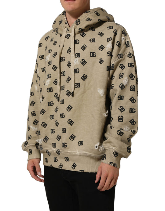 Brown Cotton Logo Hooded Sweatshirt Sweater