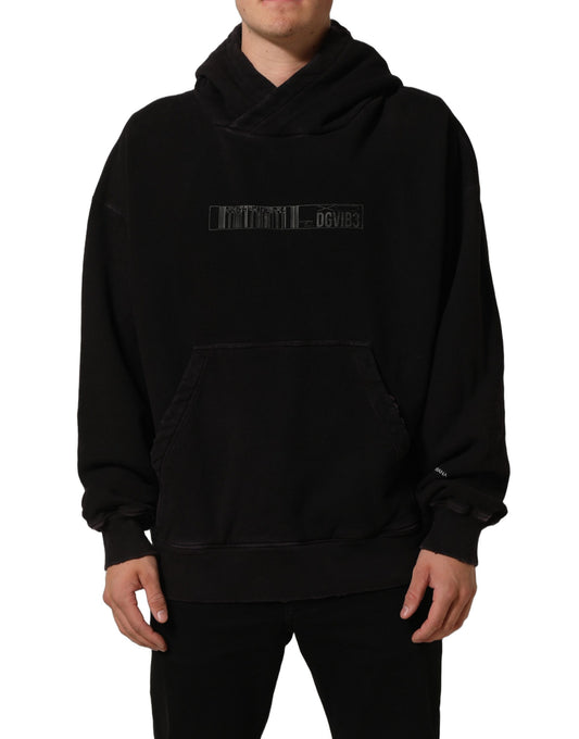 Black Cotton DGVIB3 Hooded Sweatshirt Sweater