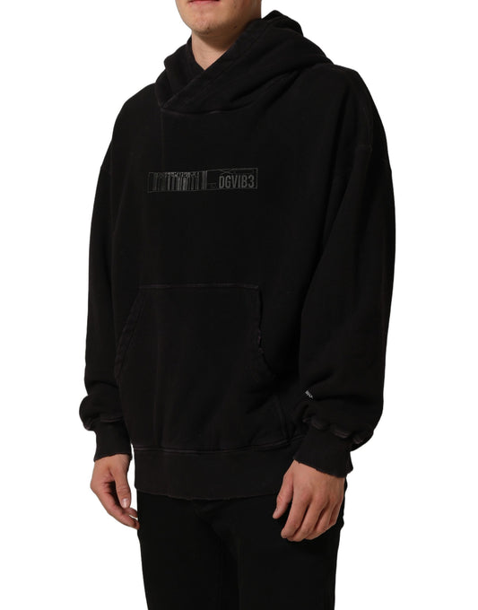 Black Cotton DGVIB3 Hooded Sweatshirt Sweater