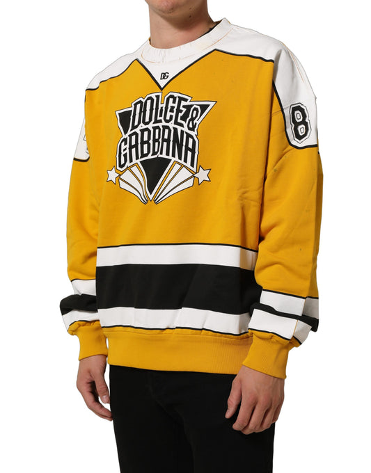 Yellow Crew Neck Jersey Sweatshirt Sweater