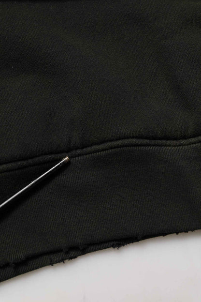 Black Cotton Crew Neck Men Sweatshirt Sweater