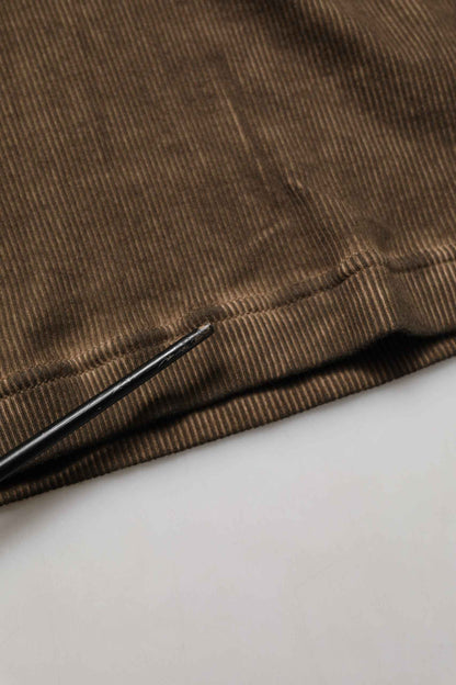 Brown Cotton Buttoned Henley Pullover Sweater