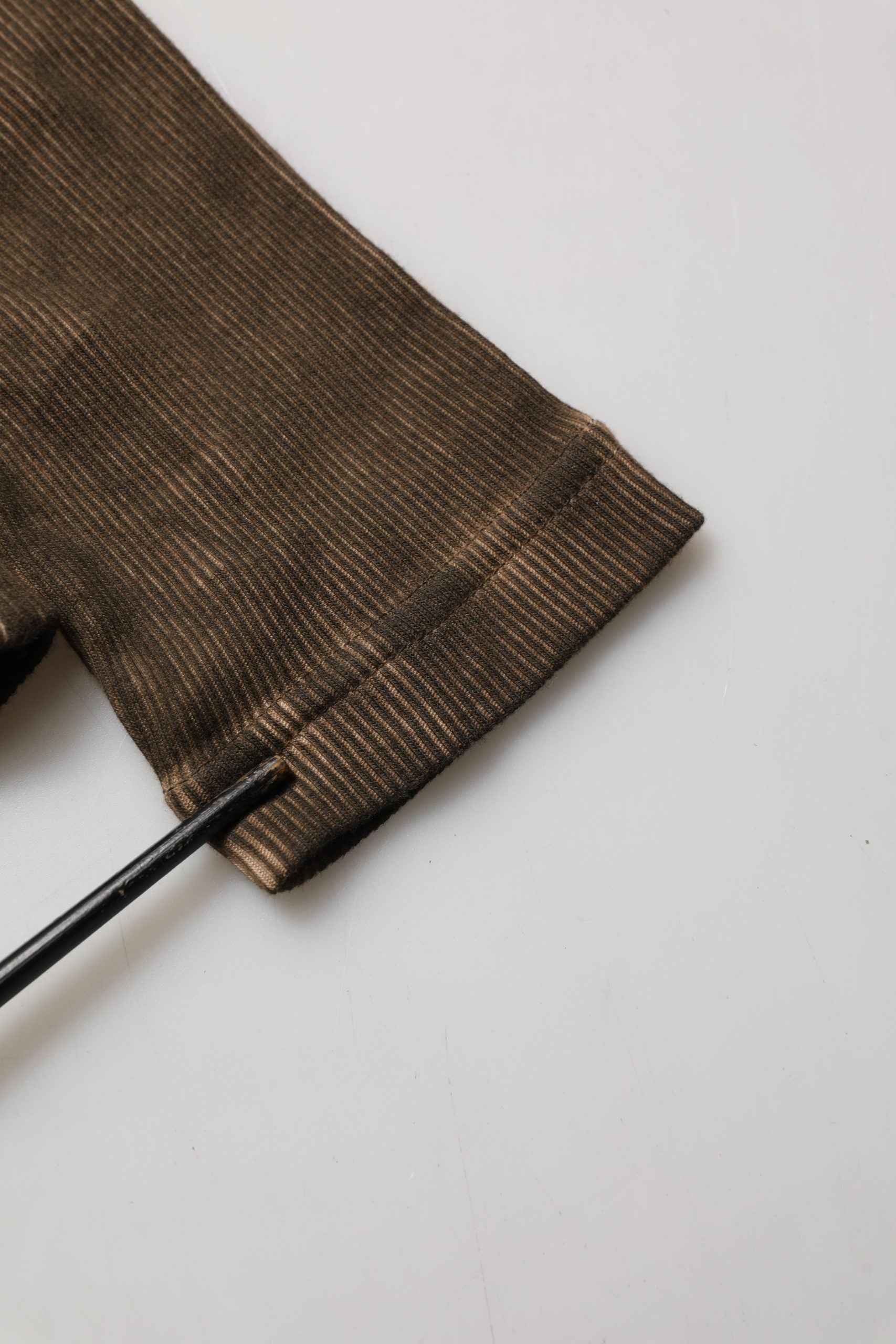 Brown Cotton Buttoned Henley Pullover Sweater