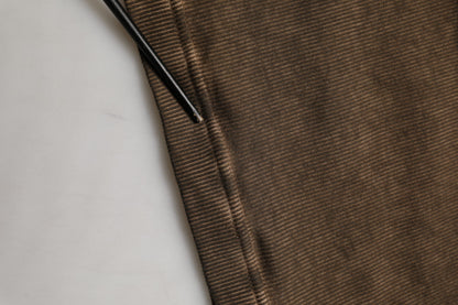 Brown Cotton Buttoned Henley Pullover Sweater