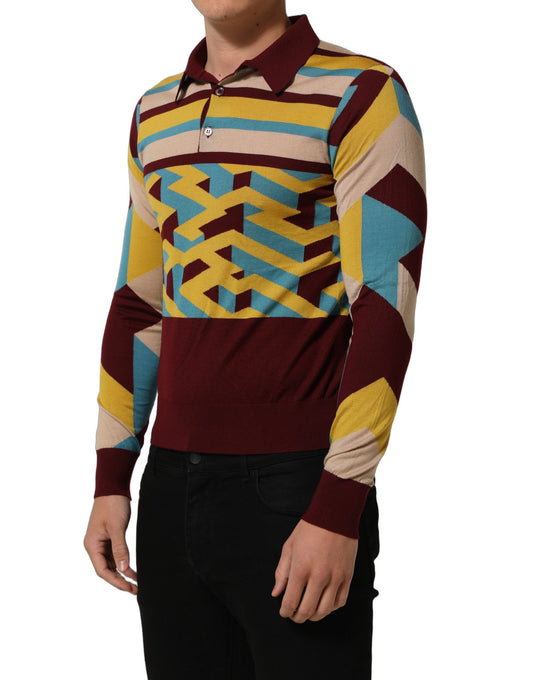 Multicolor Knitted Cashmere Pullover Sweater
