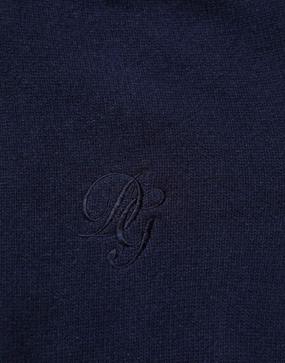 Blue Wool Knit Turtleneck Pullover Sweater