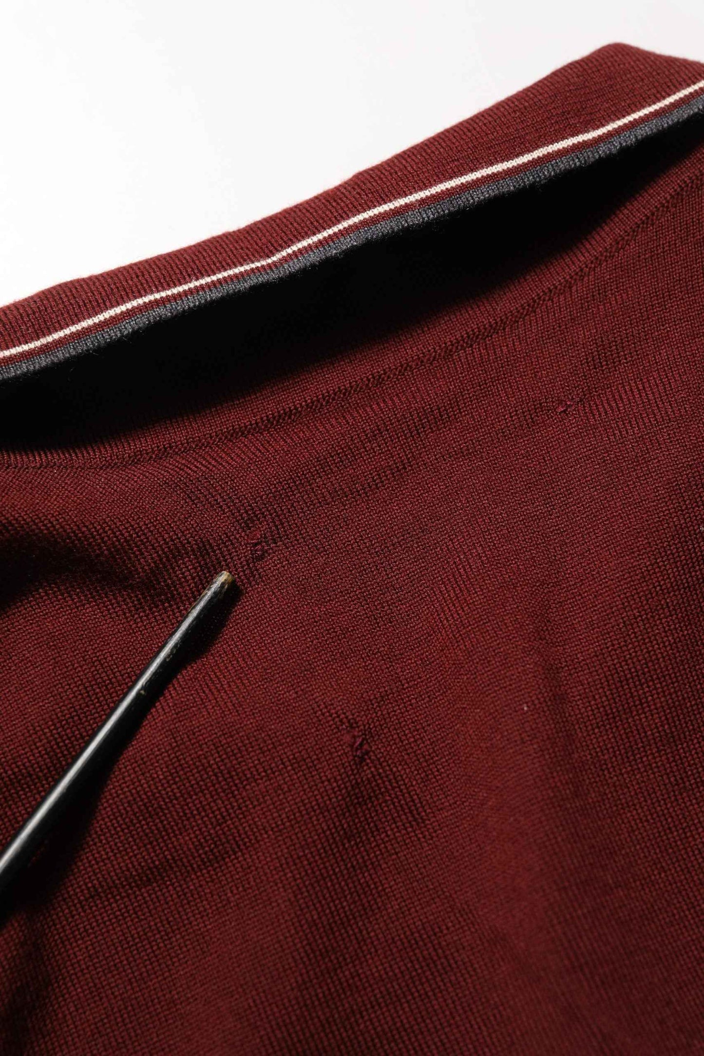 Burgundy Wool Knit Henley Pullover Sweater