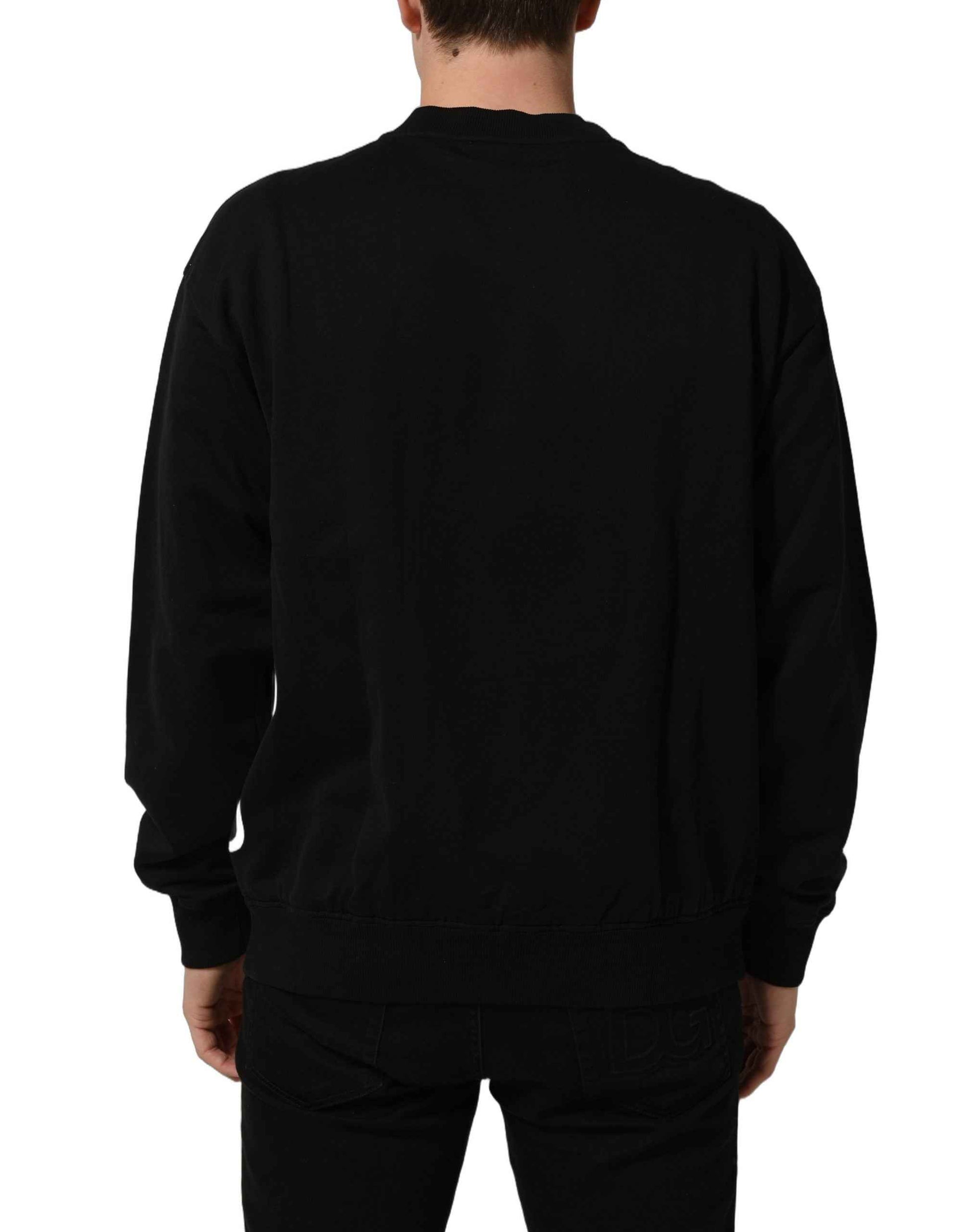 Black Cotton Logo Print Sweatshirt Sweater