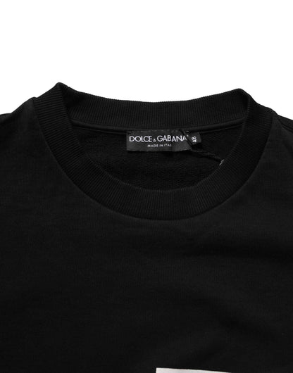 Black Cotton Logo Print Sweatshirt Sweater