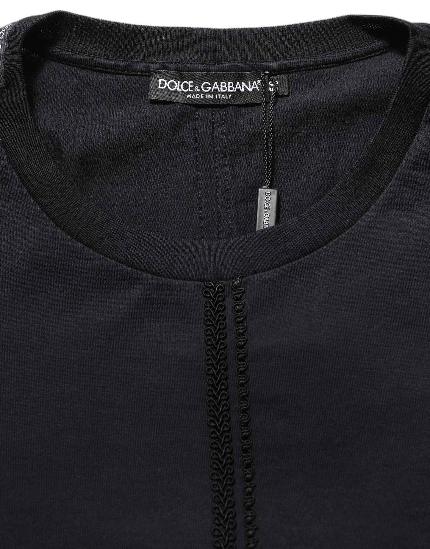 Dark Blue Cotton Round Neck Pullover Sweater