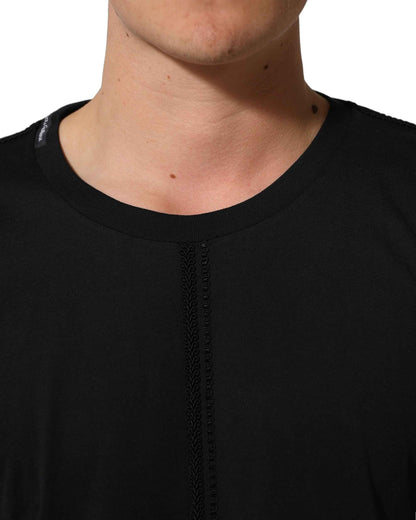 Dark Blue Cotton Round Neck Pullover Sweater
