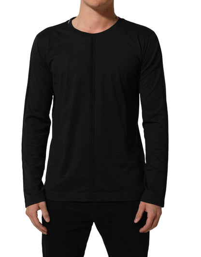 Dark Blue Cotton Round Neck Pullover Sweater