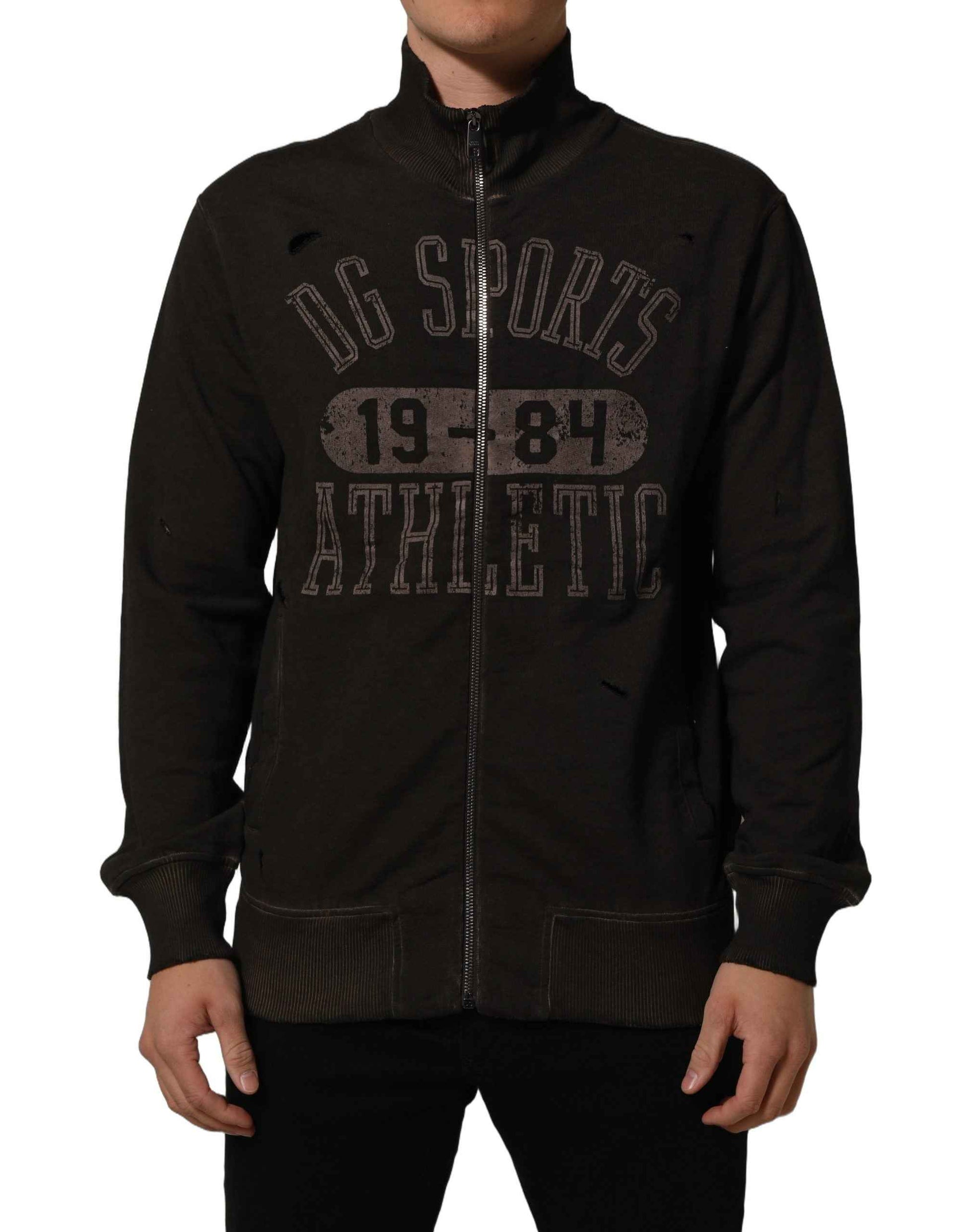 Brown Logo Print Full Zip Sweatshirt Sweater