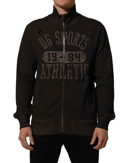 Brown Logo Print Full Zip Sweatshirt Sweater