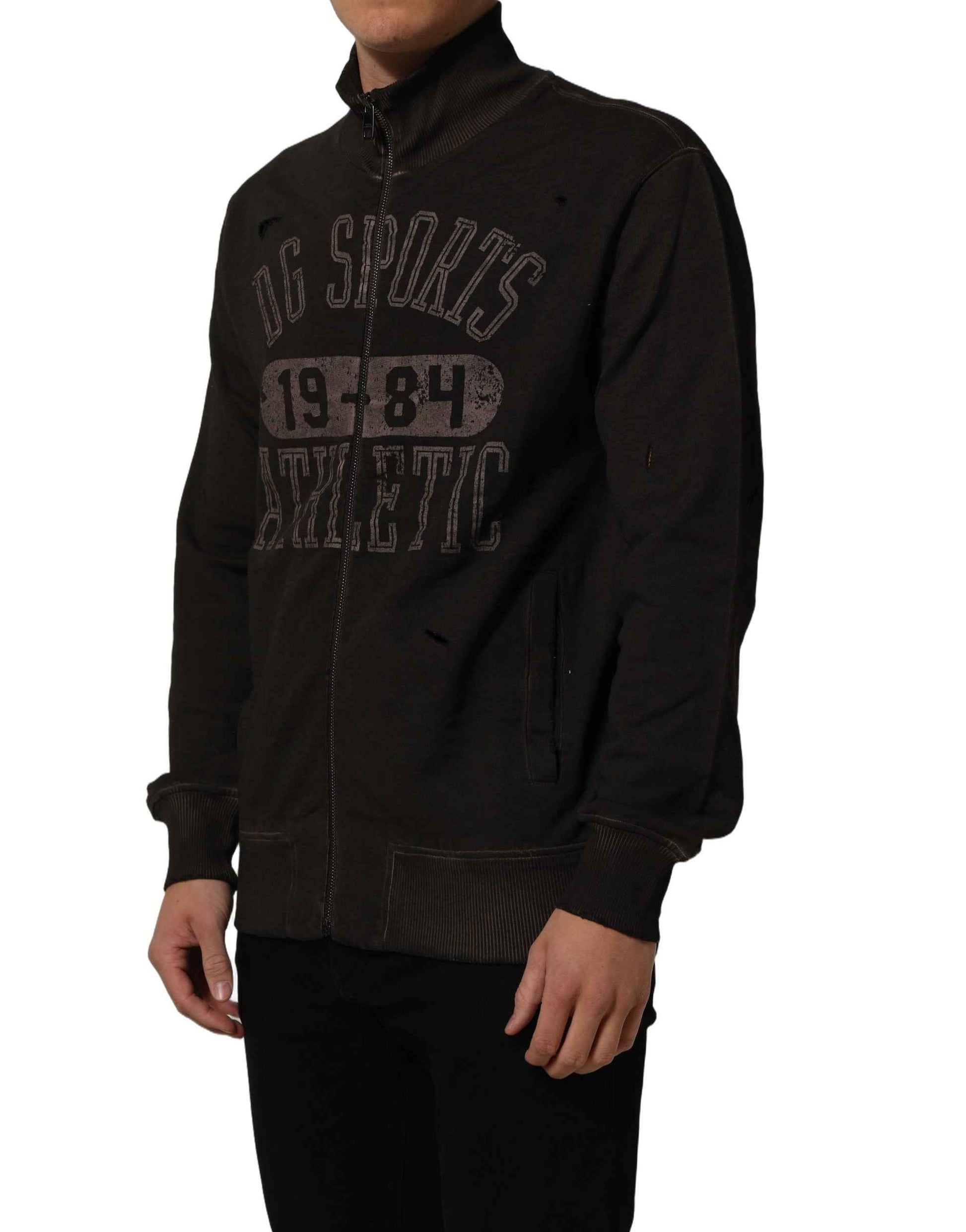 Brown Logo Print Full Zip Sweatshirt Sweater