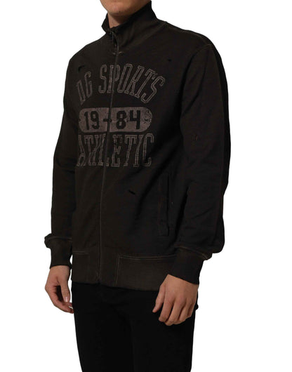 Brown Logo Print Full Zip Sweatshirt Sweater