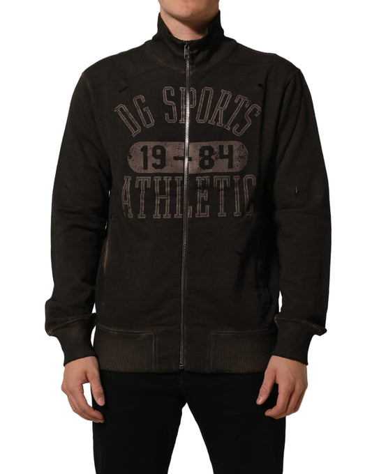 Brown Logo Print Full Zip Sweatshirt Sweater