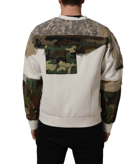 Multicolor Camo Patchwork Sweatshirt Sweater