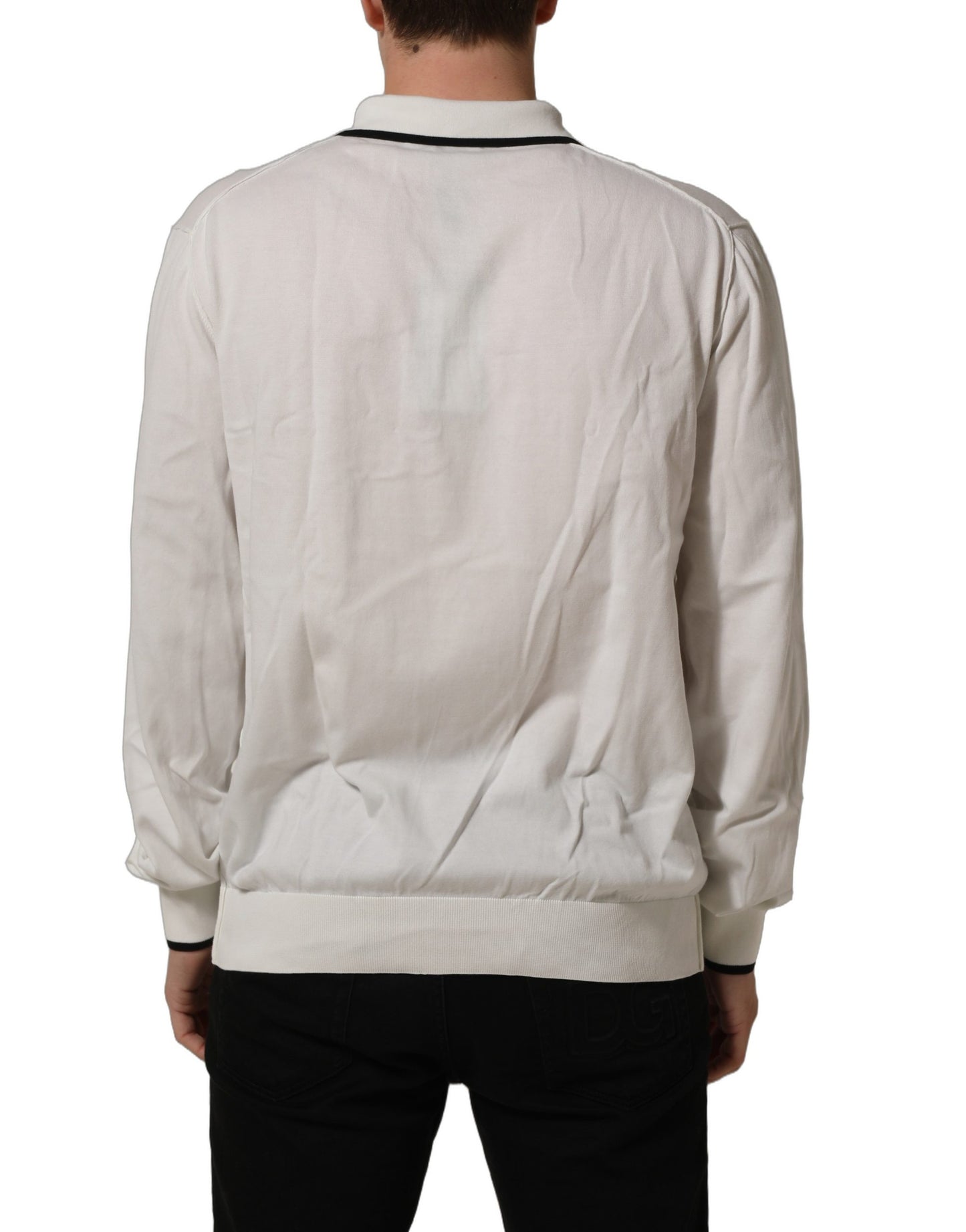 Black Leaf Print Silk Men Crew Neck T-shirt