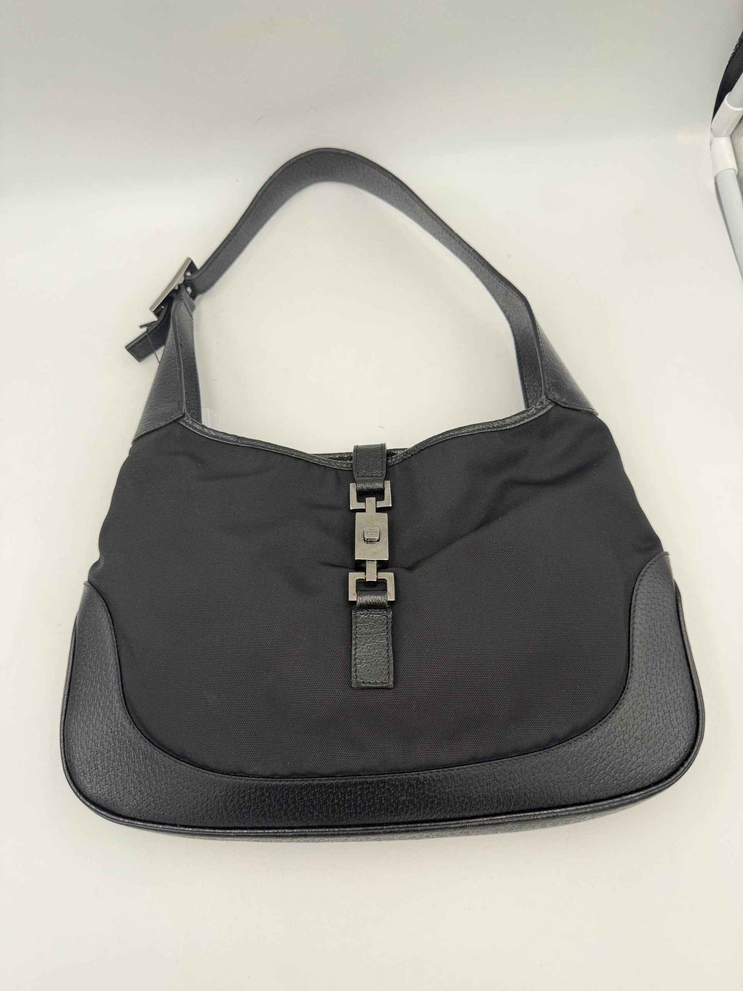 GUCCI JACKIE Leather and Canvas Handbag