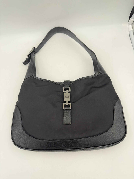GUCCI JACKIE Leather and Canvas Handbag