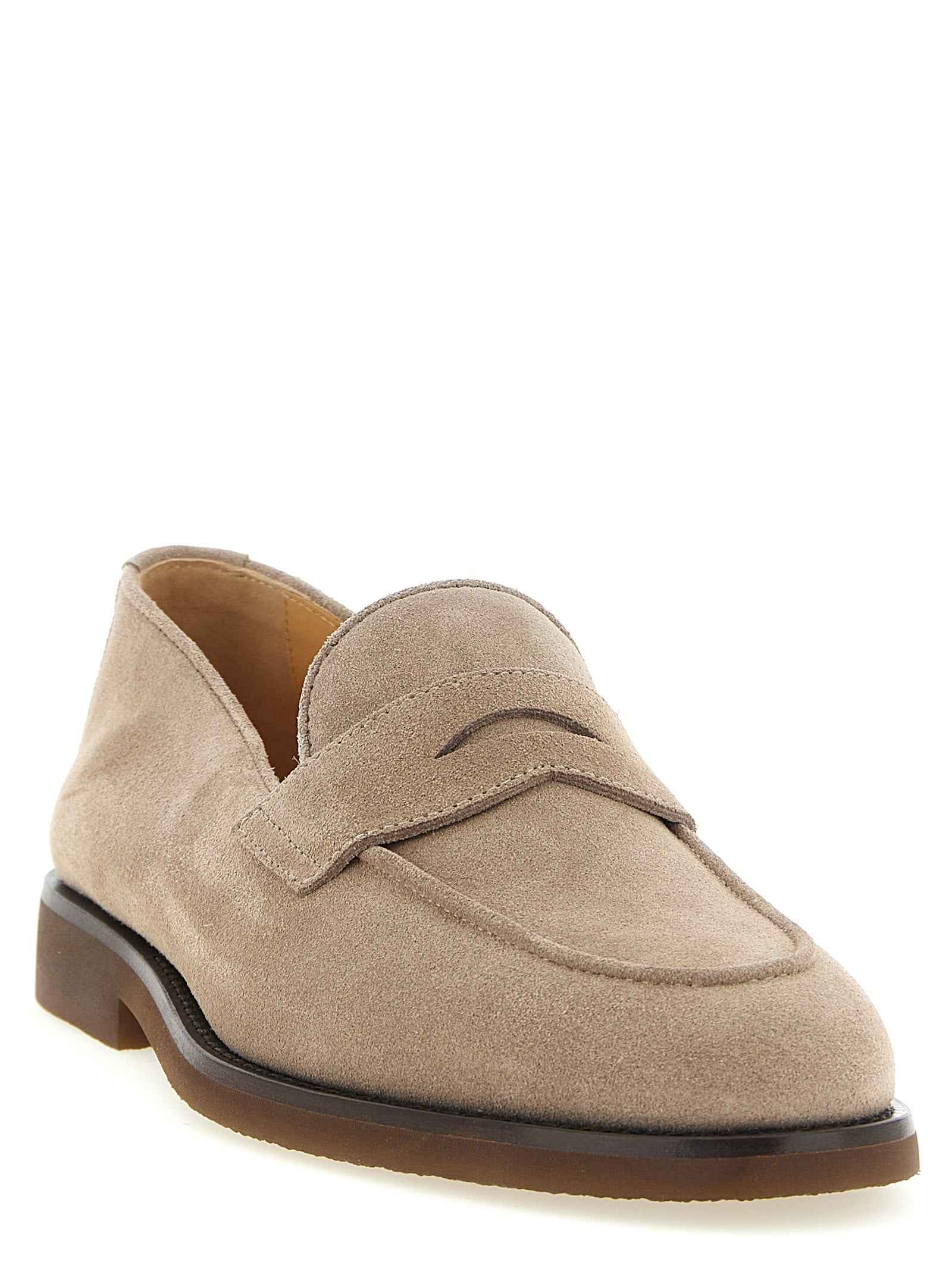 Gray Calfskin Slip-On Loafers