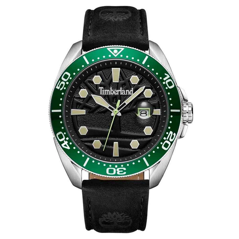 Black Leather Sport Watch