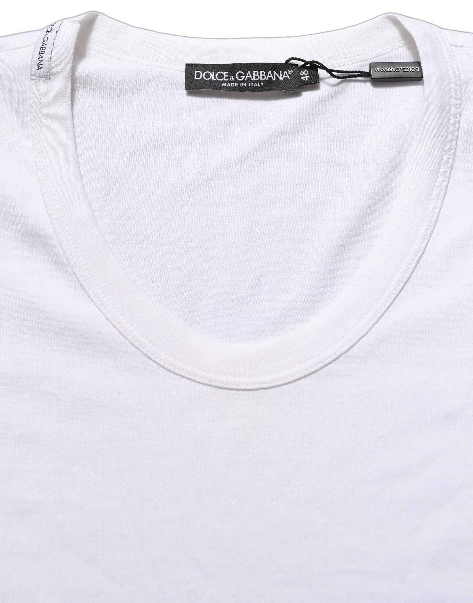 White Cotton Short Sleeve Round Neck T-shirt