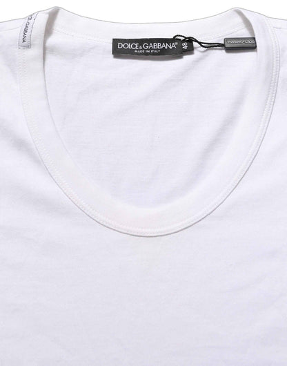 White Cotton Short Sleeve Round Neck T-shirt