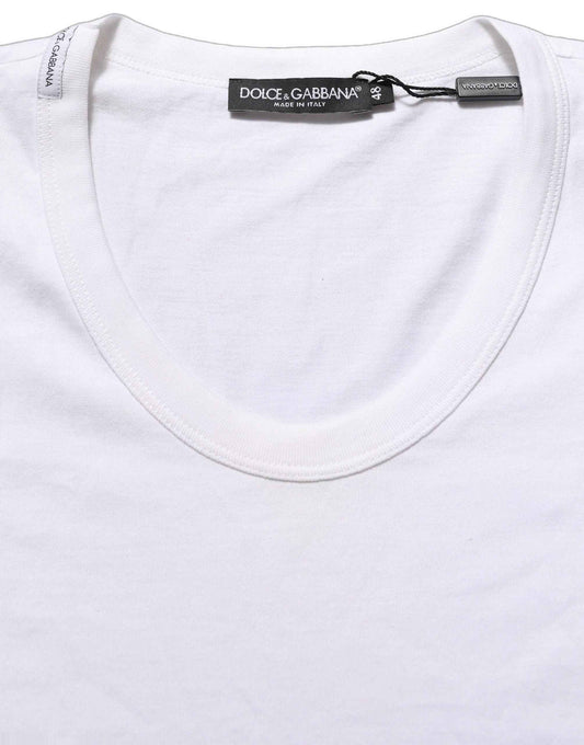 White Cotton Short Sleeve Round Neck T-shirt