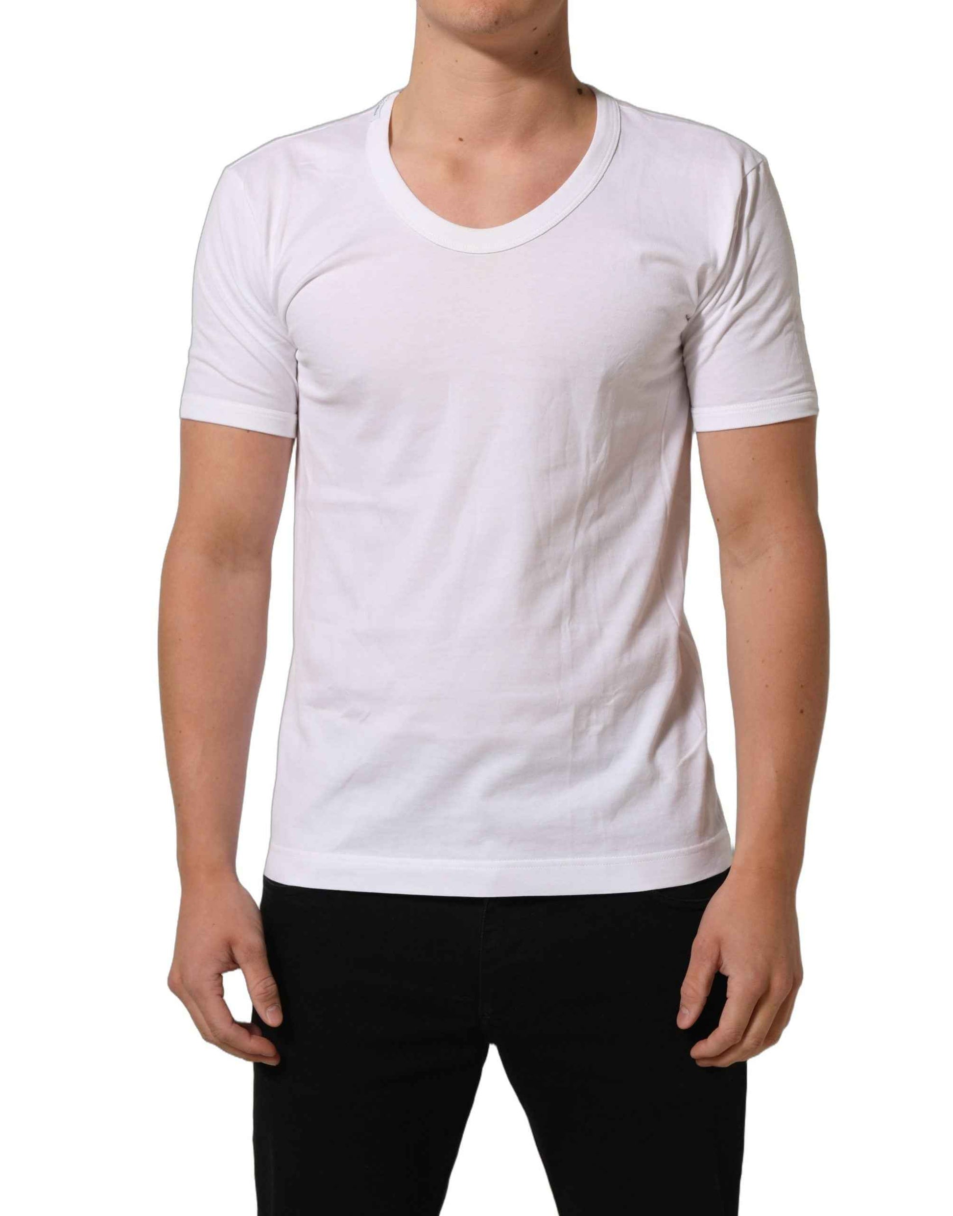 White Cotton Short Sleeve Round Neck T-shirt