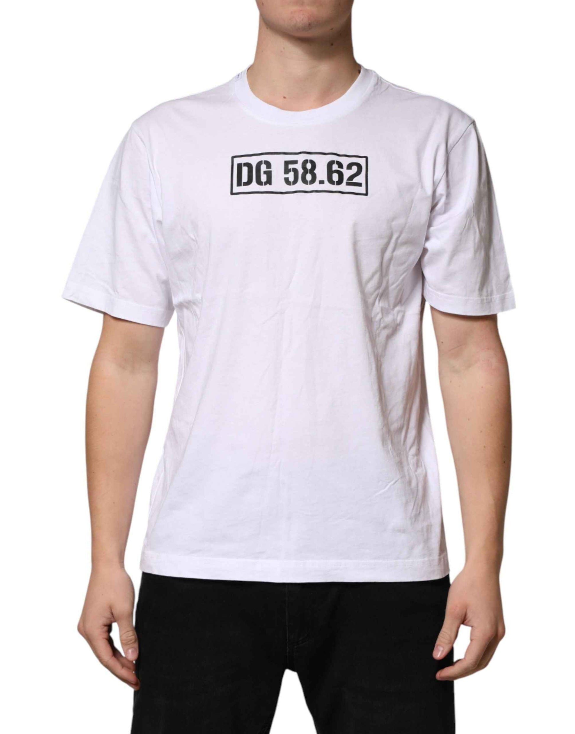 White Cotton Logo Print Crew Neck T-shirt
