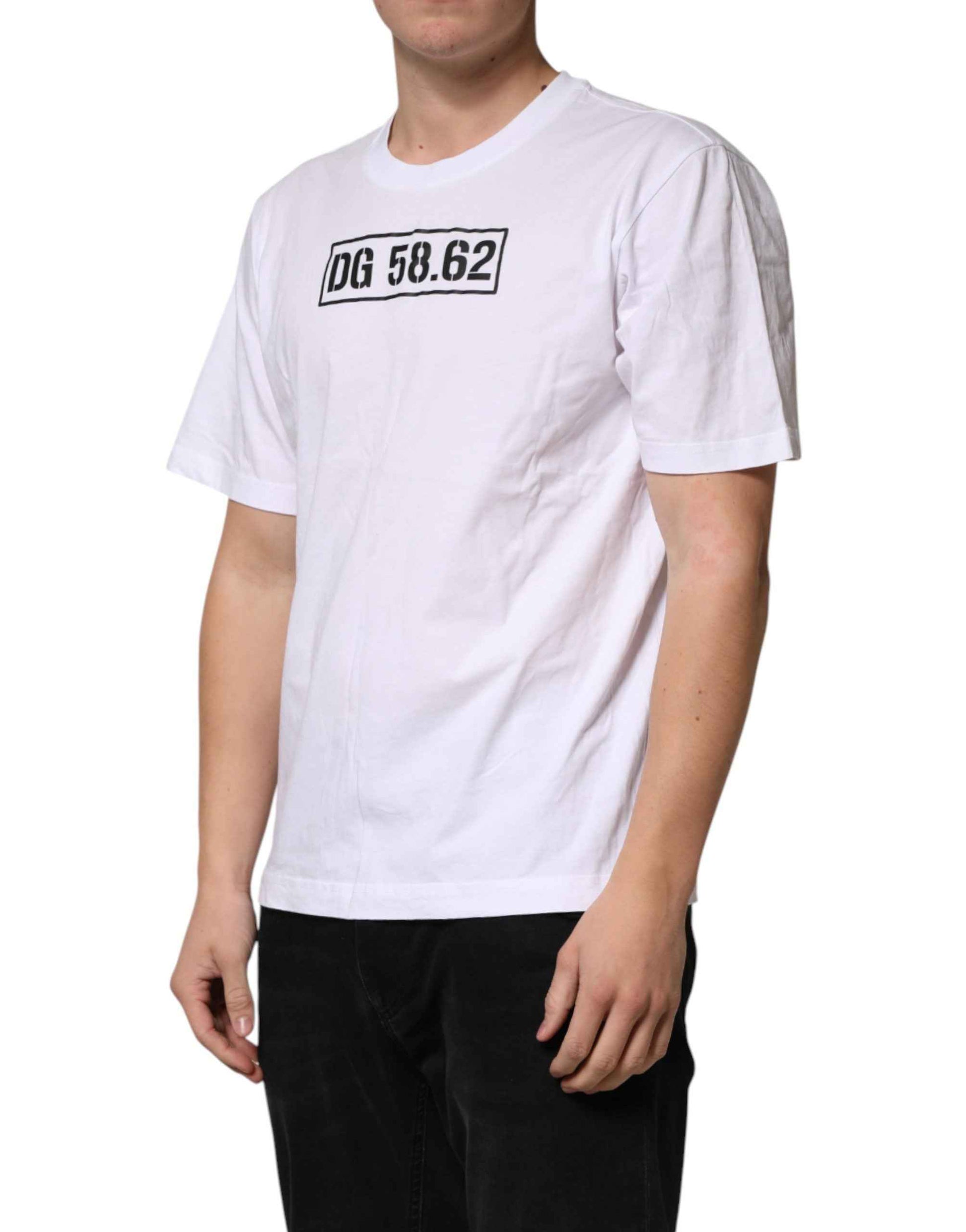 White Cotton Logo Print Crew Neck T-shirt