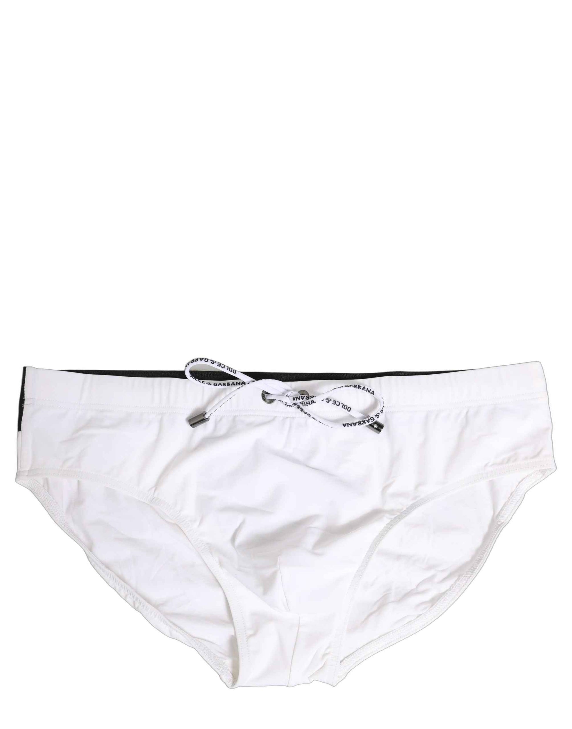 White Stretch Drawstring Swim Brief Swimwear