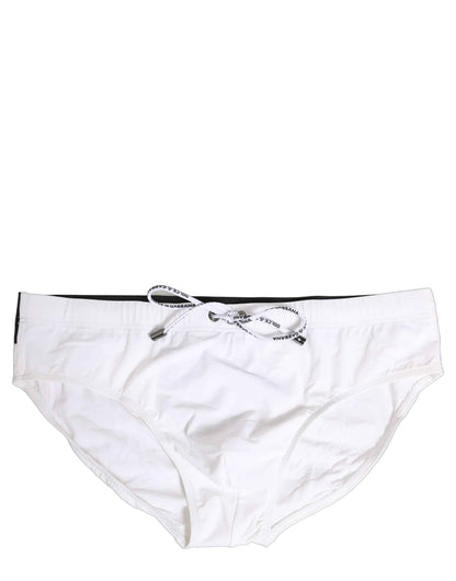 White Stretch Drawstring Swim Brief Swimwear