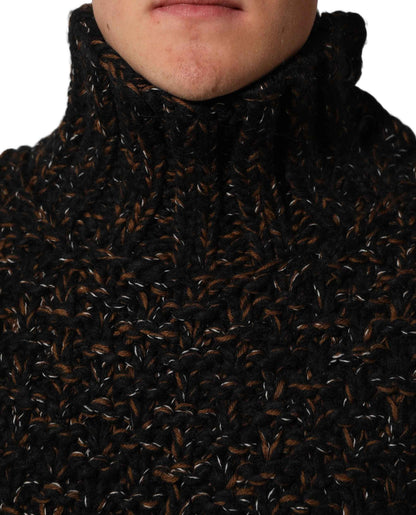 Brown Wool Knit Turtleneck Pullover Sweater