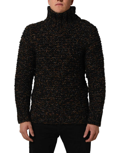 Brown Wool Knit Turtleneck Pullover Sweater