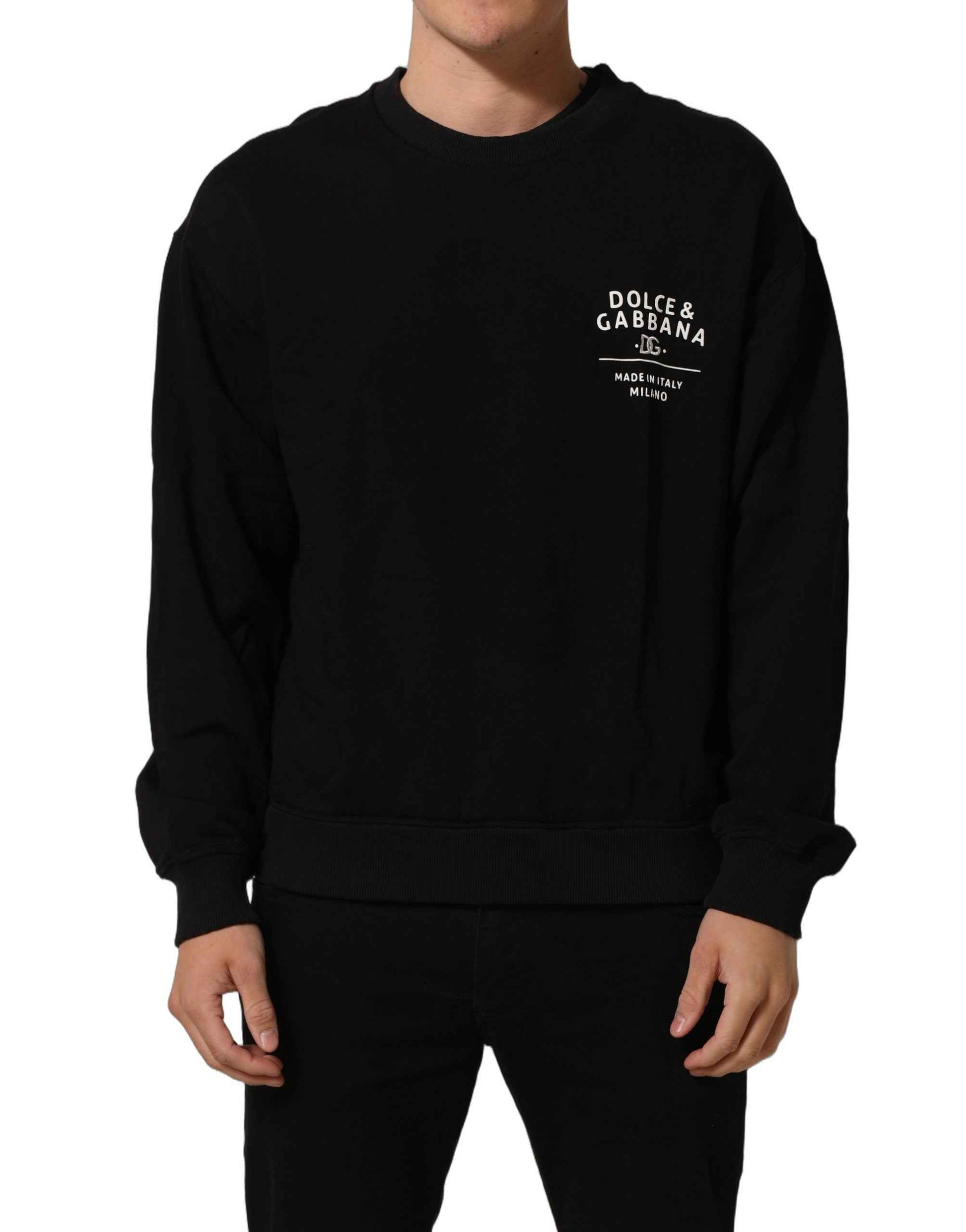 Black Cotton Logo Print Sweatshirt Sweater